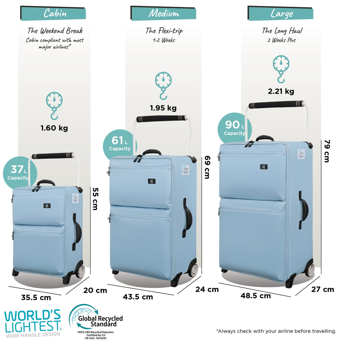 IT Luggage Popstar World's Lightest - Cabin (Celestial Blue)