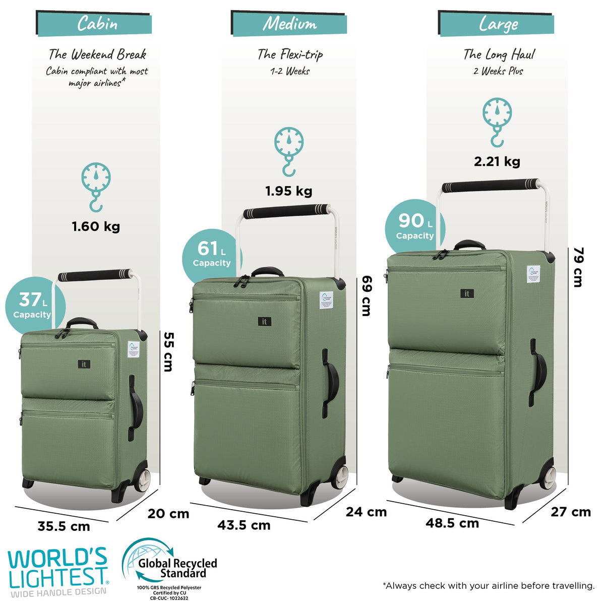 IT Luggage Popstar World's Lightest - Cabin (Oil Green)
