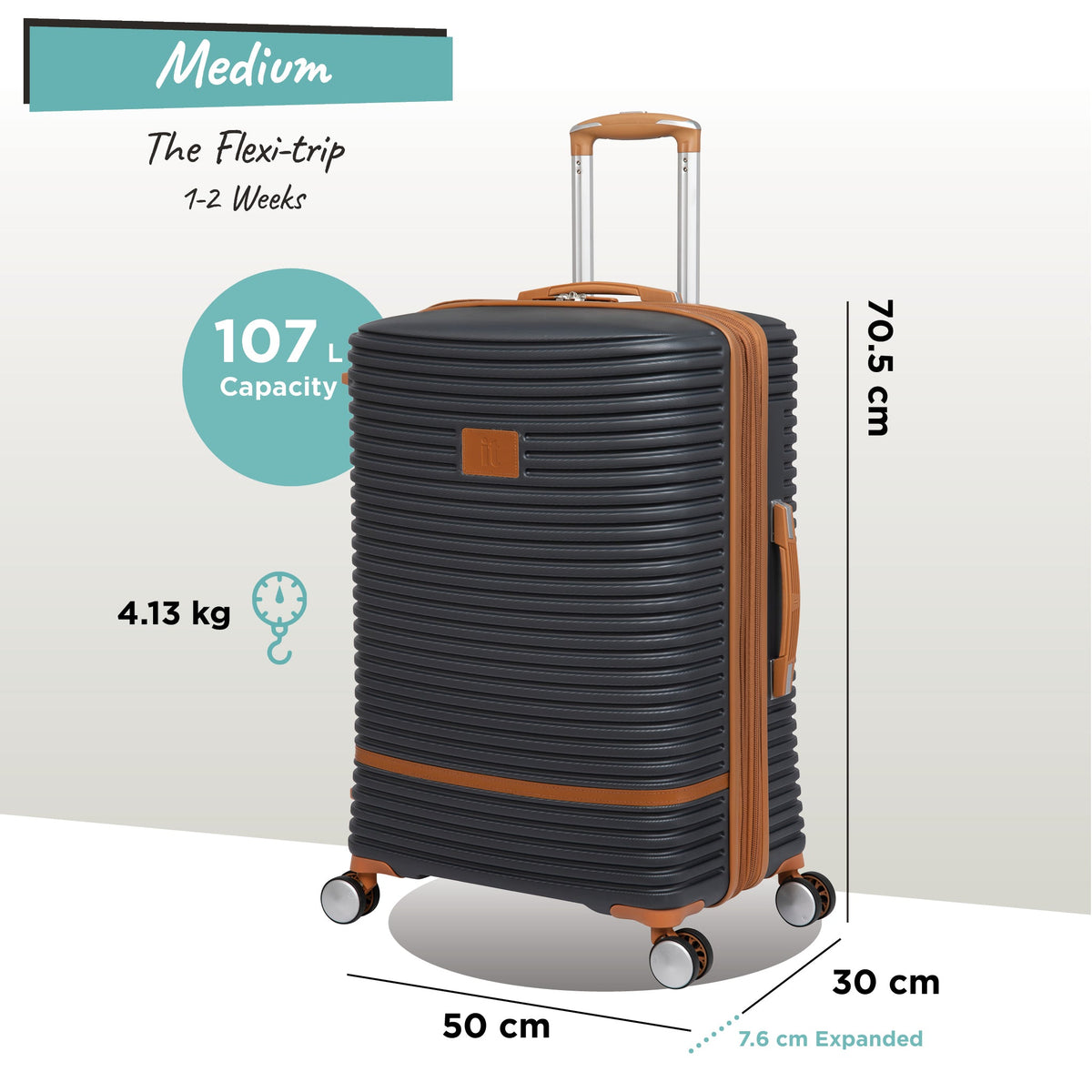 IT Luggage Replicating - Medium Plus (Charcoal)