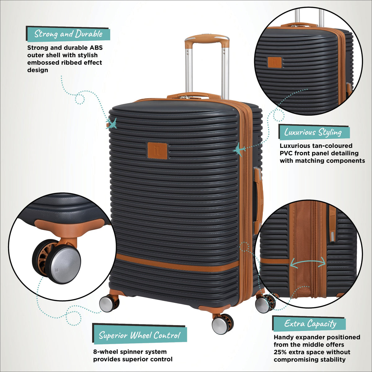 IT Luggage Replicating - Medium Plus (Charcoal)