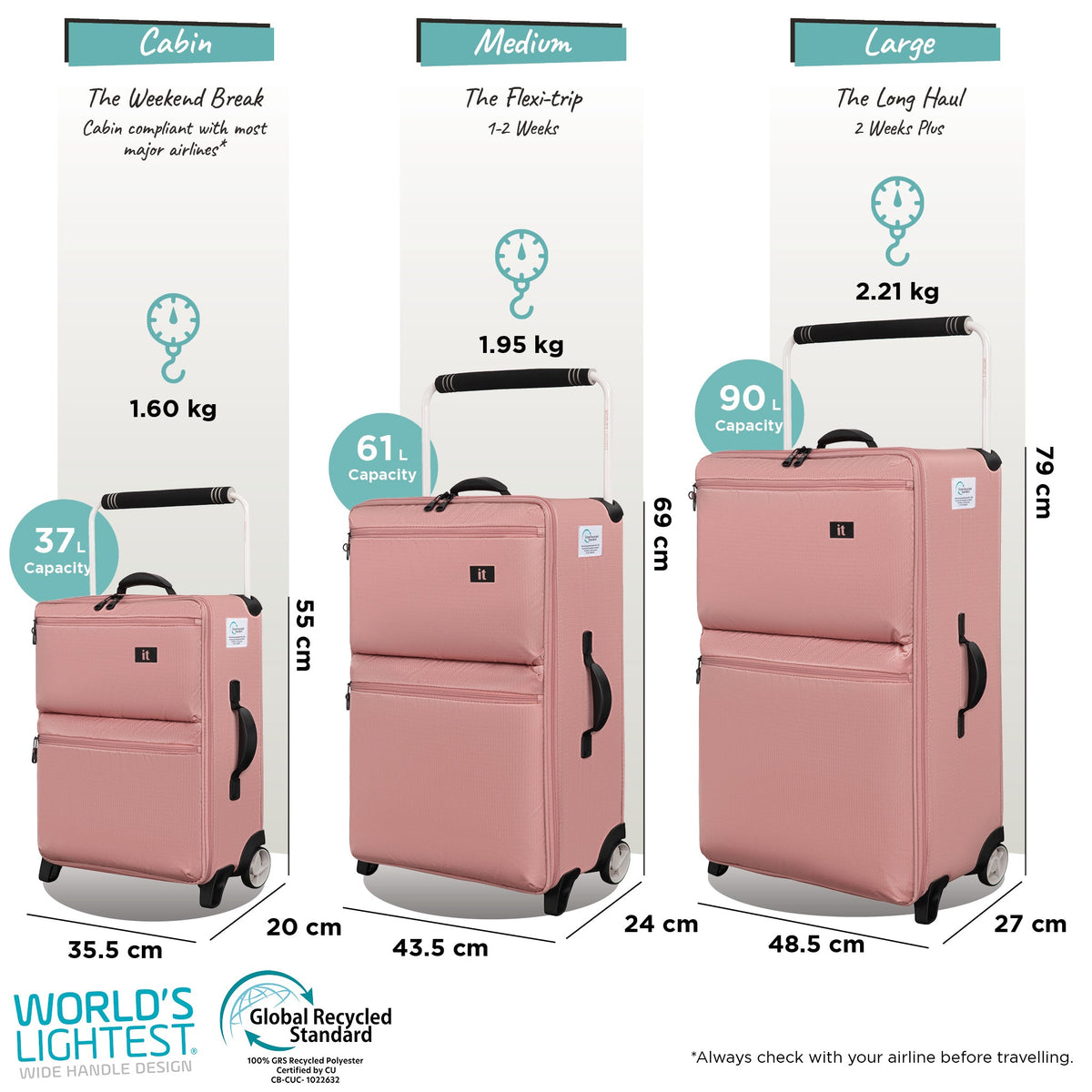 IT Luggage Popstar World's Lightest - Large (Cameo Blush)