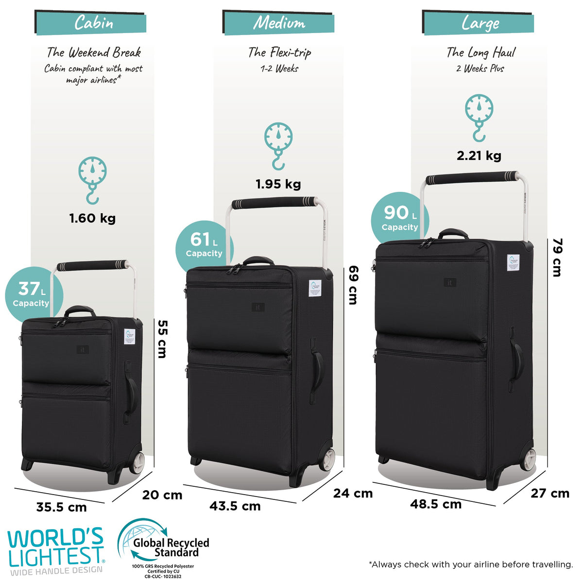 IT Luggage Popstar World's Lightest - Large (Black)