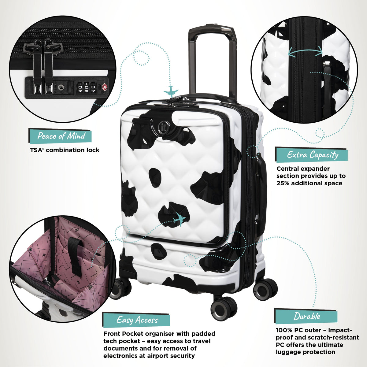 IT Luggage Indulging II - 4pc Set (Moo Cow Print)