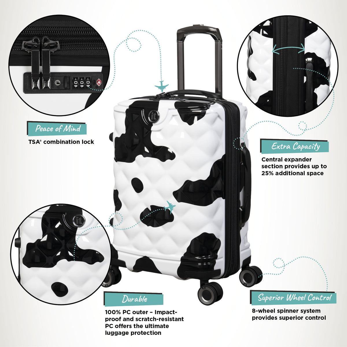 IT Luggage Indulging - Cabin (Moo Cow Print)