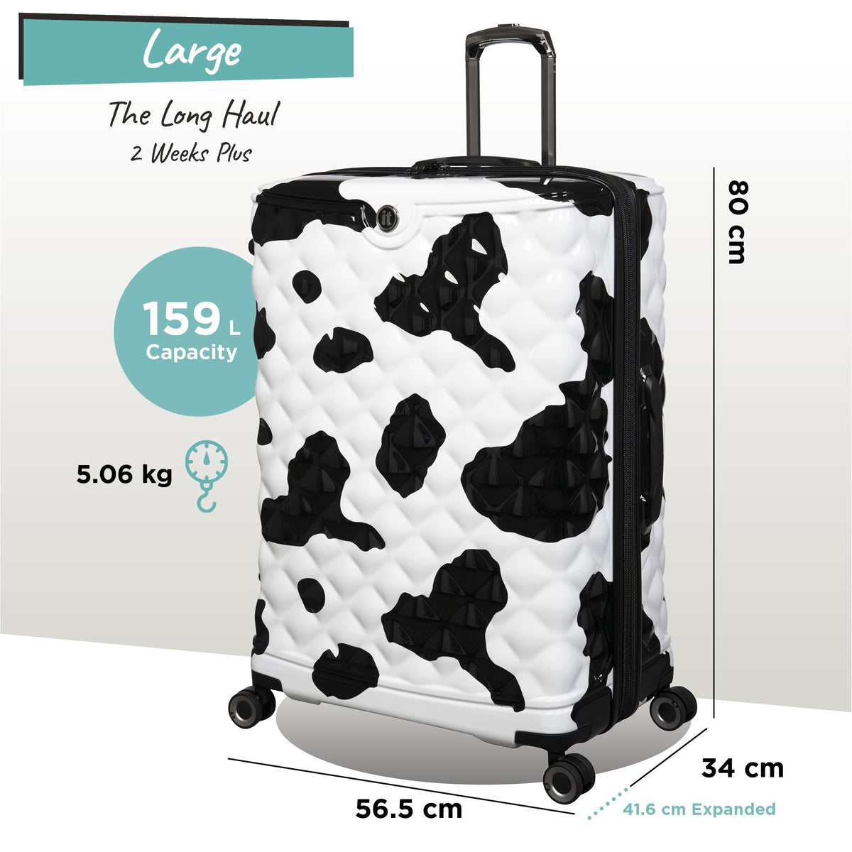 IT Luggage Indulging - Large (Moo Cow Print)