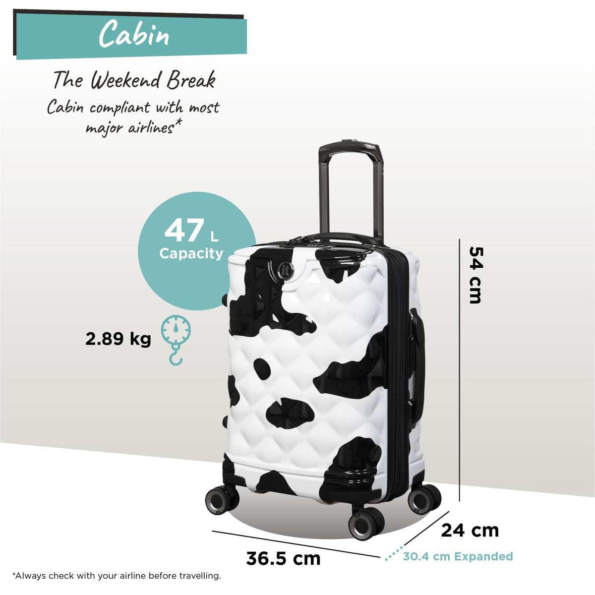 IT Luggage Indulging - Cabin (Moo Cow Print)