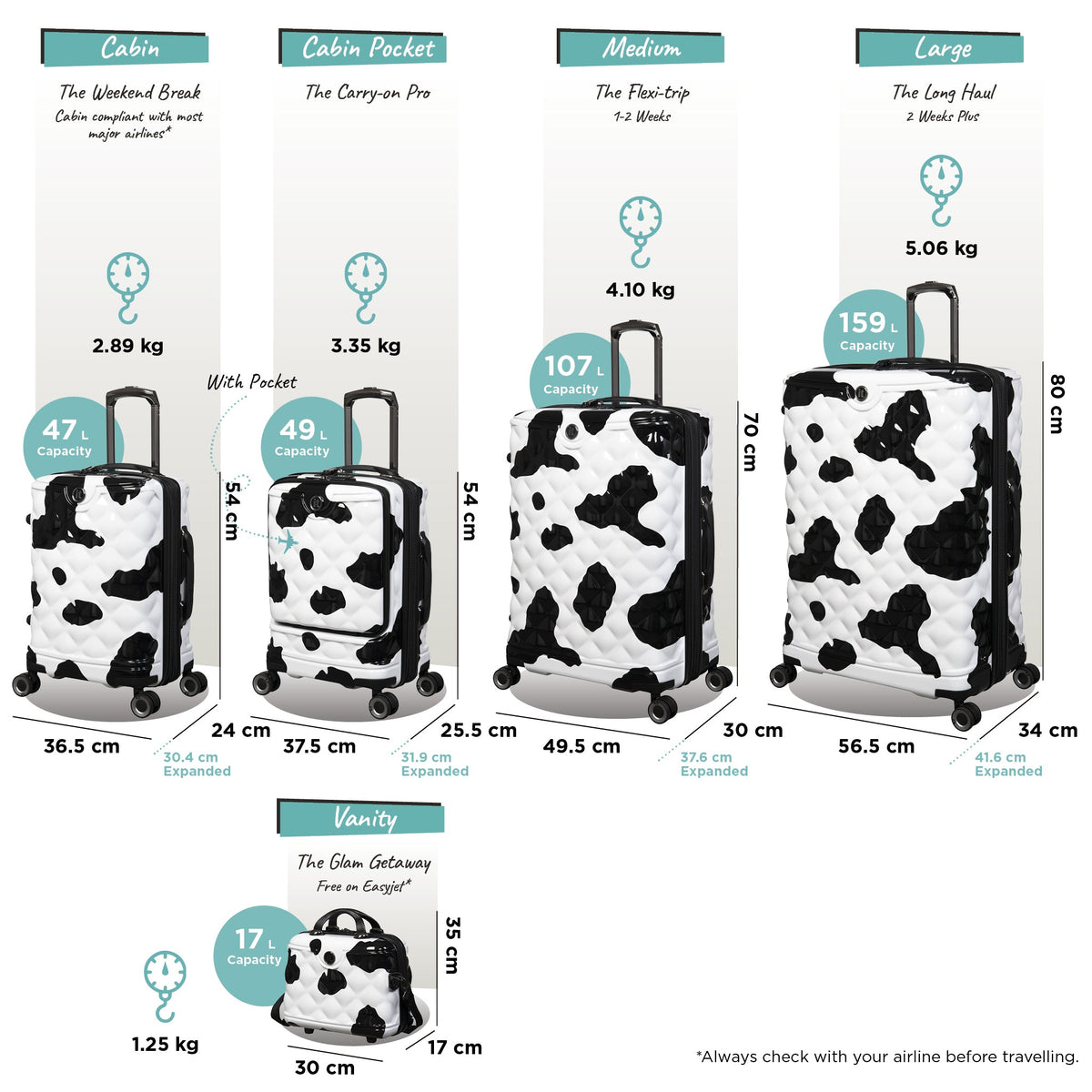 IT Luggage Indulging - Large (Moo Cow Print)
