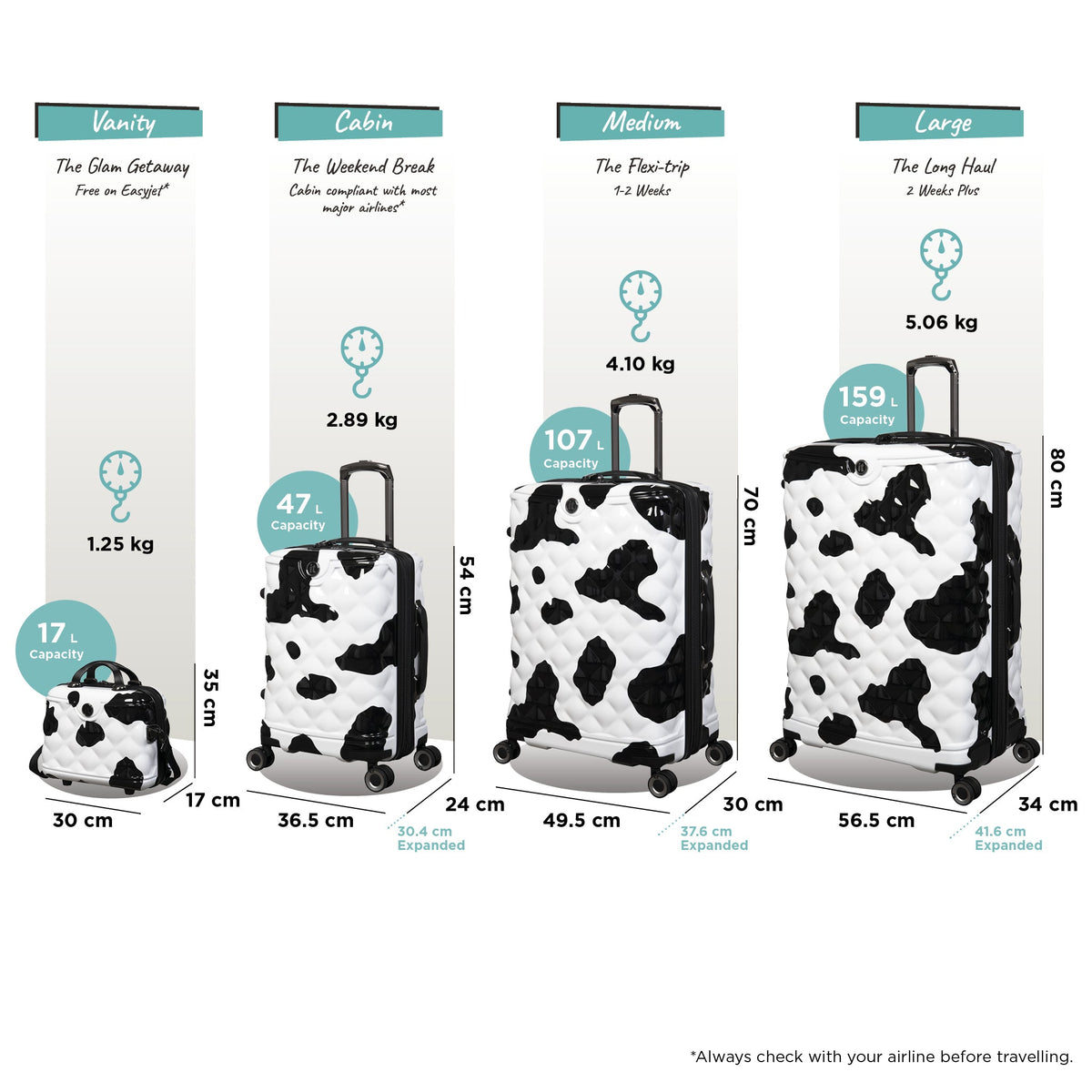 IT Luggage Indulging - Cabin (Moo Cow Print)