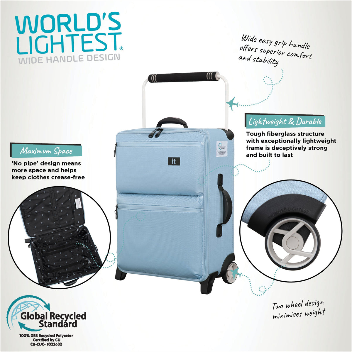IT Luggage Popstar World's Lightest - Cabin (Celestial Blue)
