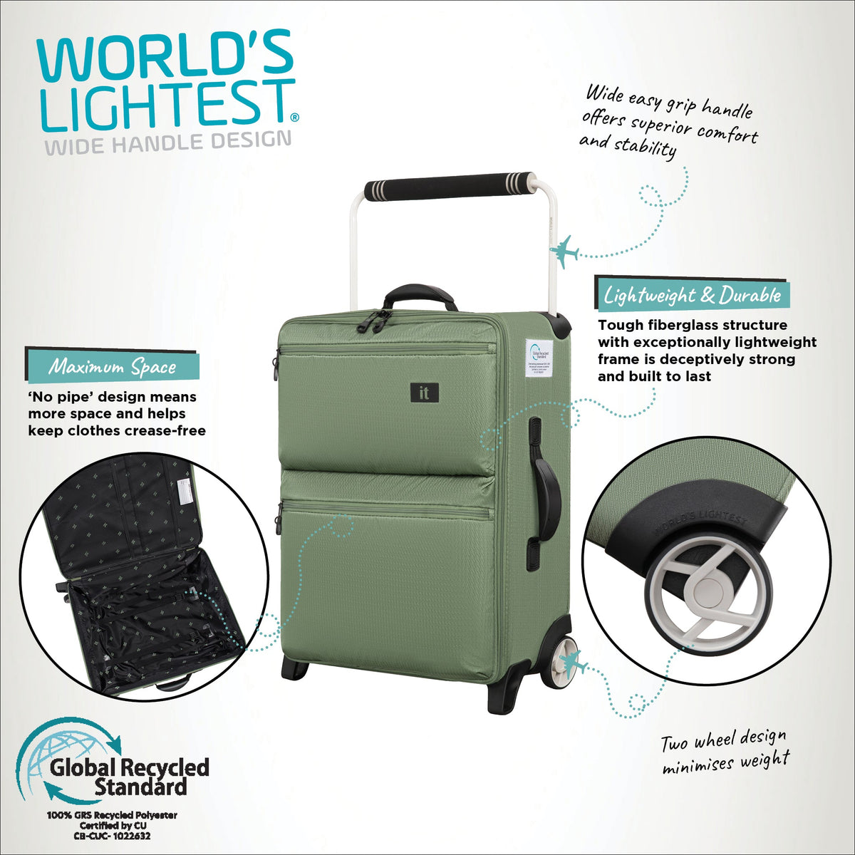 IT Luggage Popstar World's Lightest - Cabin (Oil Green)