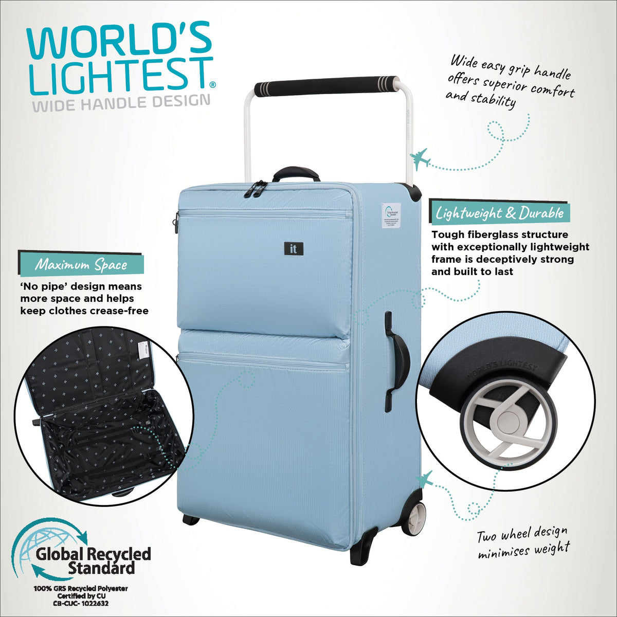 IT Luggage Popstar World's Lightest - Medium (Celestial Blue)