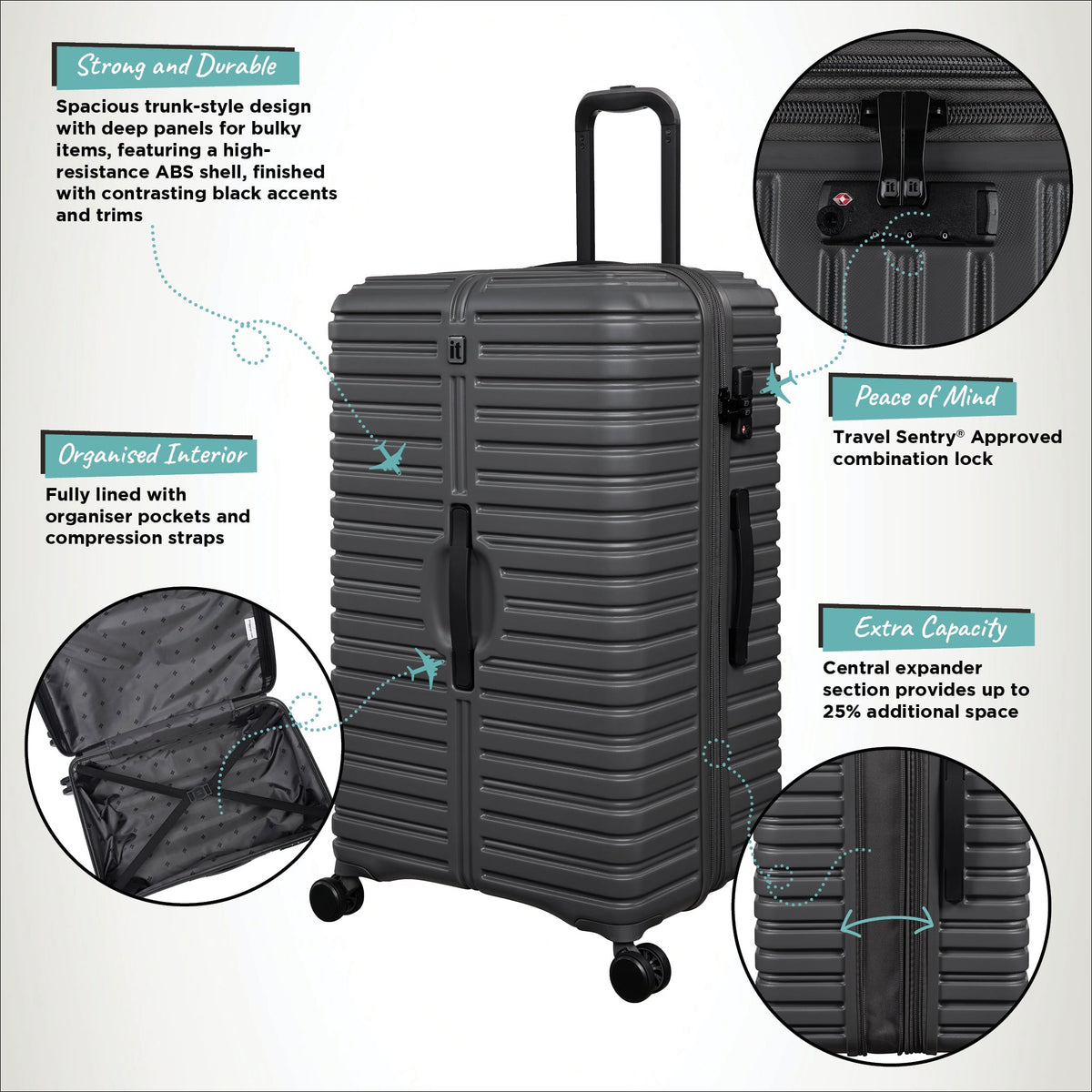  Jumbo Trunk - 3pc Set (Charcoal)
