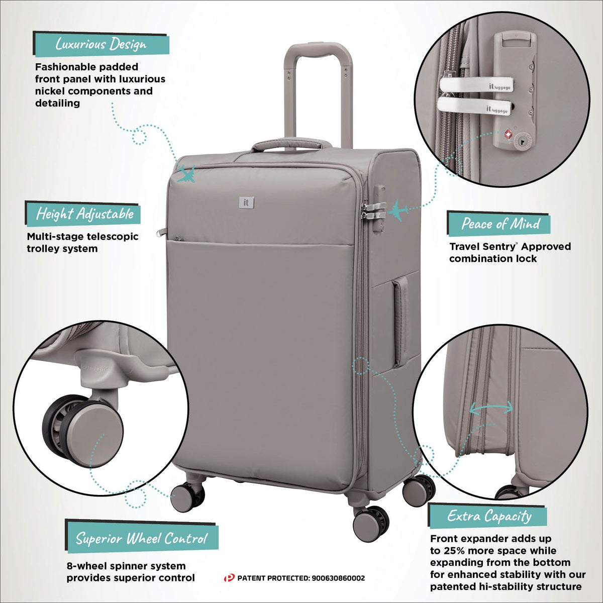 IT Luggage Lustrous Luxe - 3pc Set (Moon Rock)