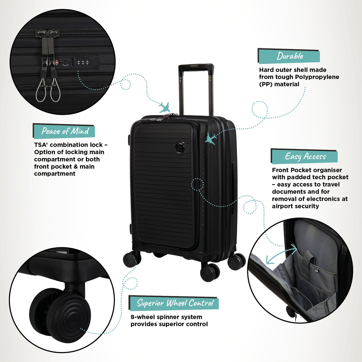 IT Luggage Spontaneous II - 3pc Set (Black)