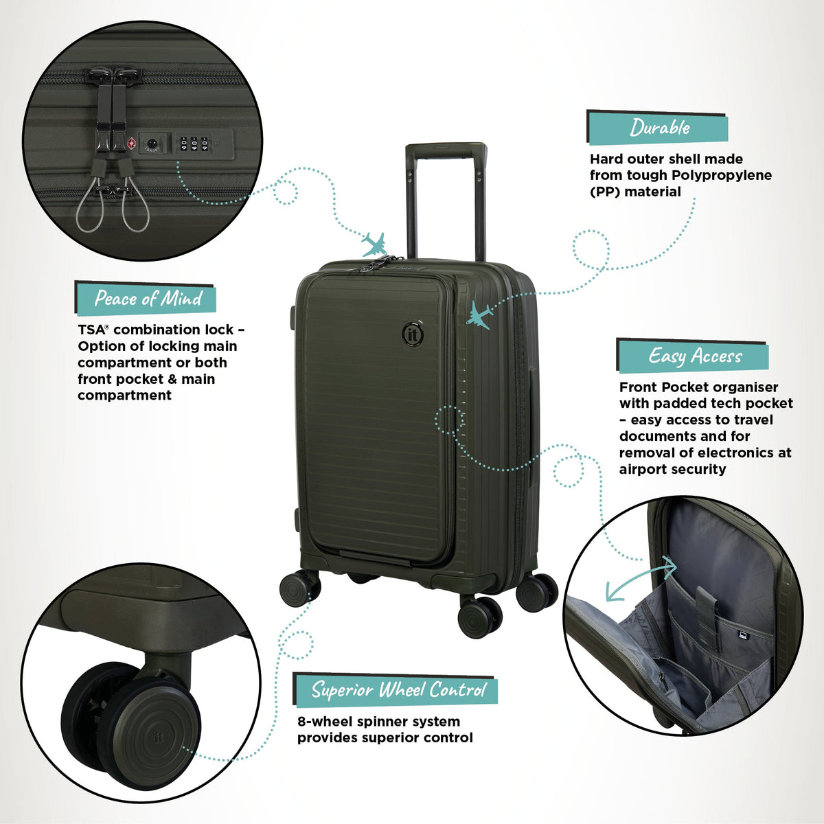 IT Luggage Spontaneous II - Cabin With Pocket (Olive Night)