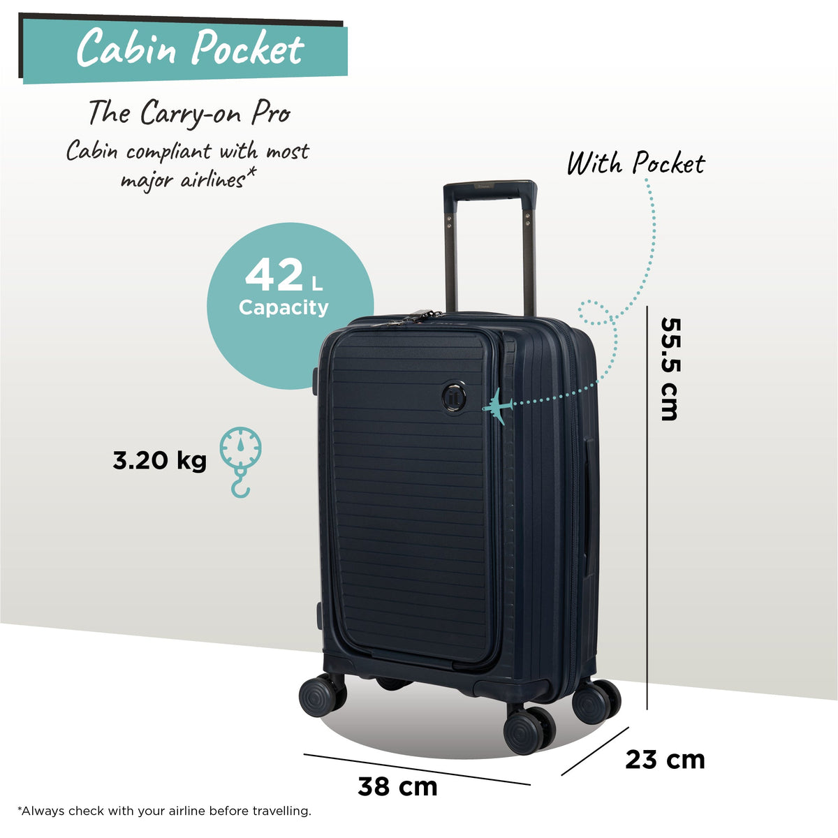 IT Luggage Spontaneous II - Cabin With Pocket (Blueberry)