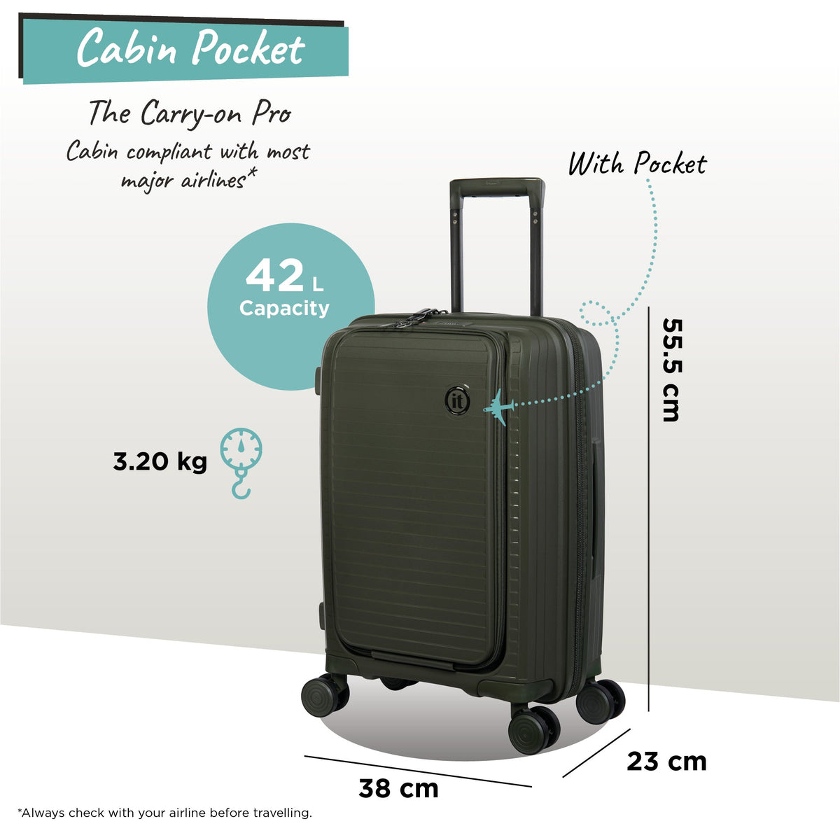 IT Luggage Spontaneous II - Cabin With Pocket (Olive Night)