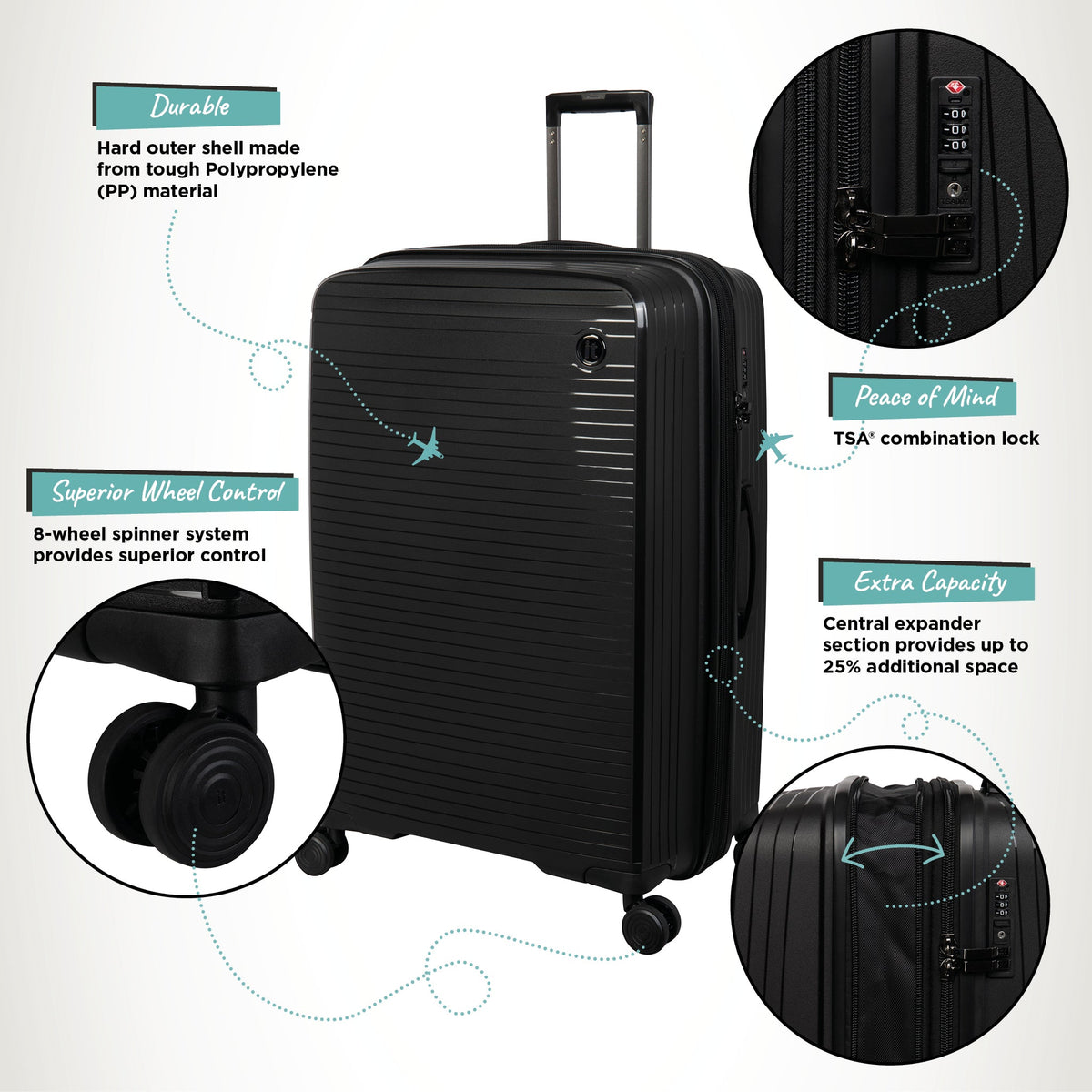 IT Luggage Spontaneous II - 3pc Set (Black)