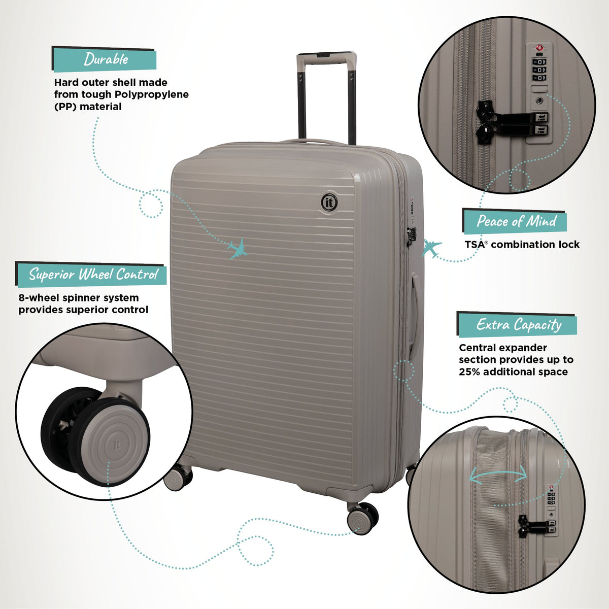 IT Luggage Spontaneous - Medium Plus (Feather Grey)
