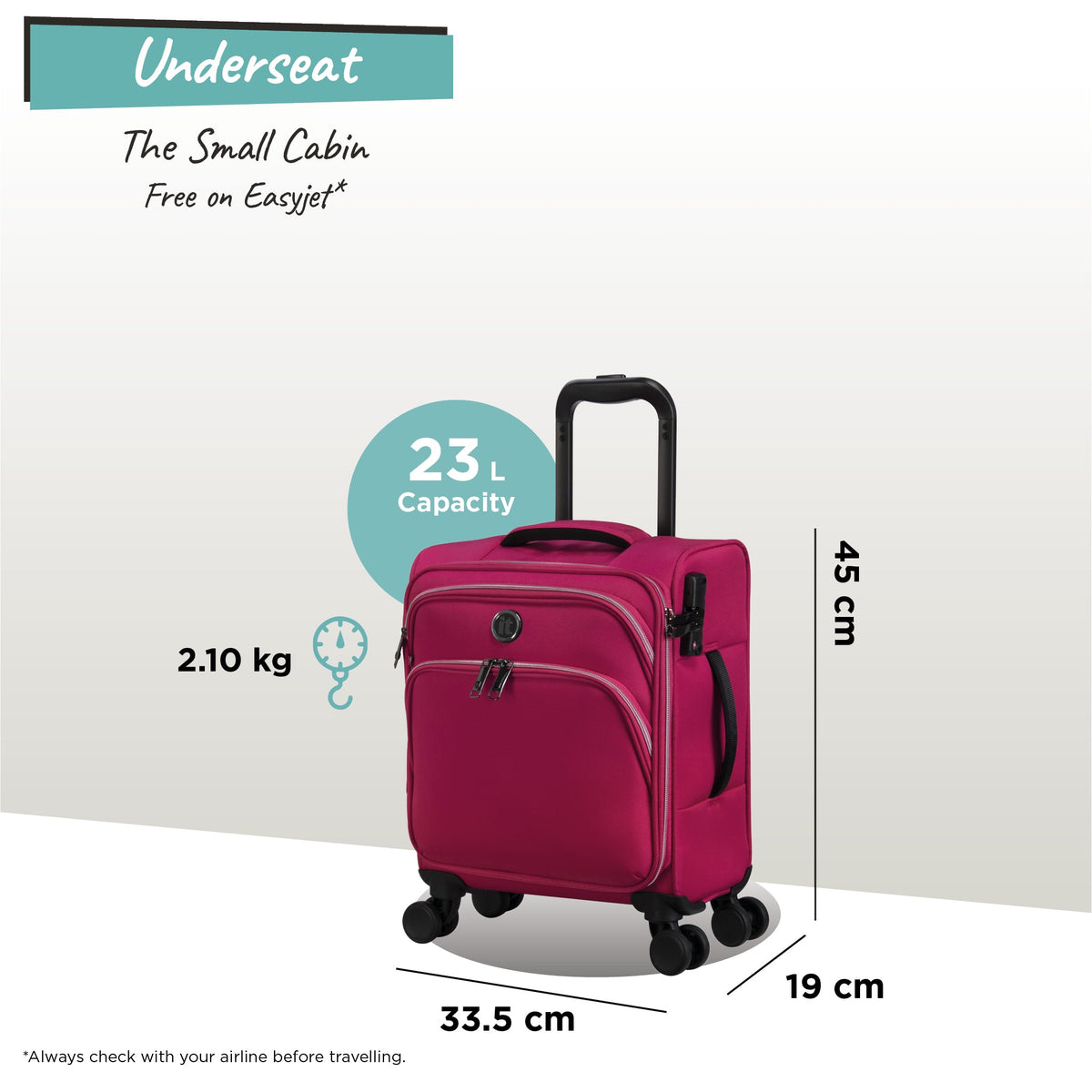 IT Luggage Trinary - Underseat (Viva Magenta)