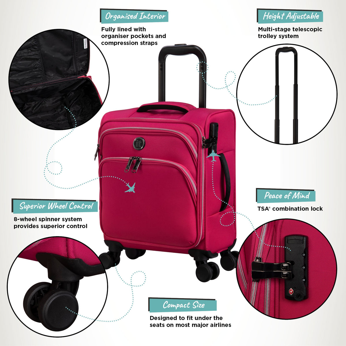 IT Luggage Trinary - Underseat (Viva Magenta)